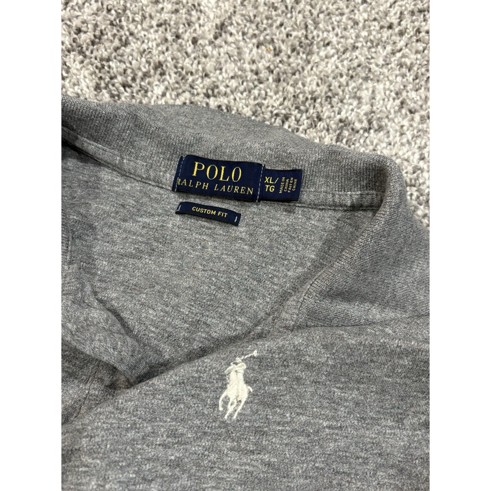 Polo Ralph Lauren Mens Size XL Gray Short Sleeve Polo Custom Fit Shirt